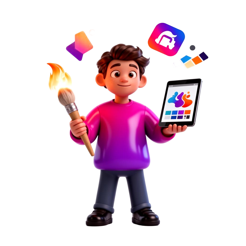 InfoDex Media graphic design and branding 3D hero visual for creative identity services