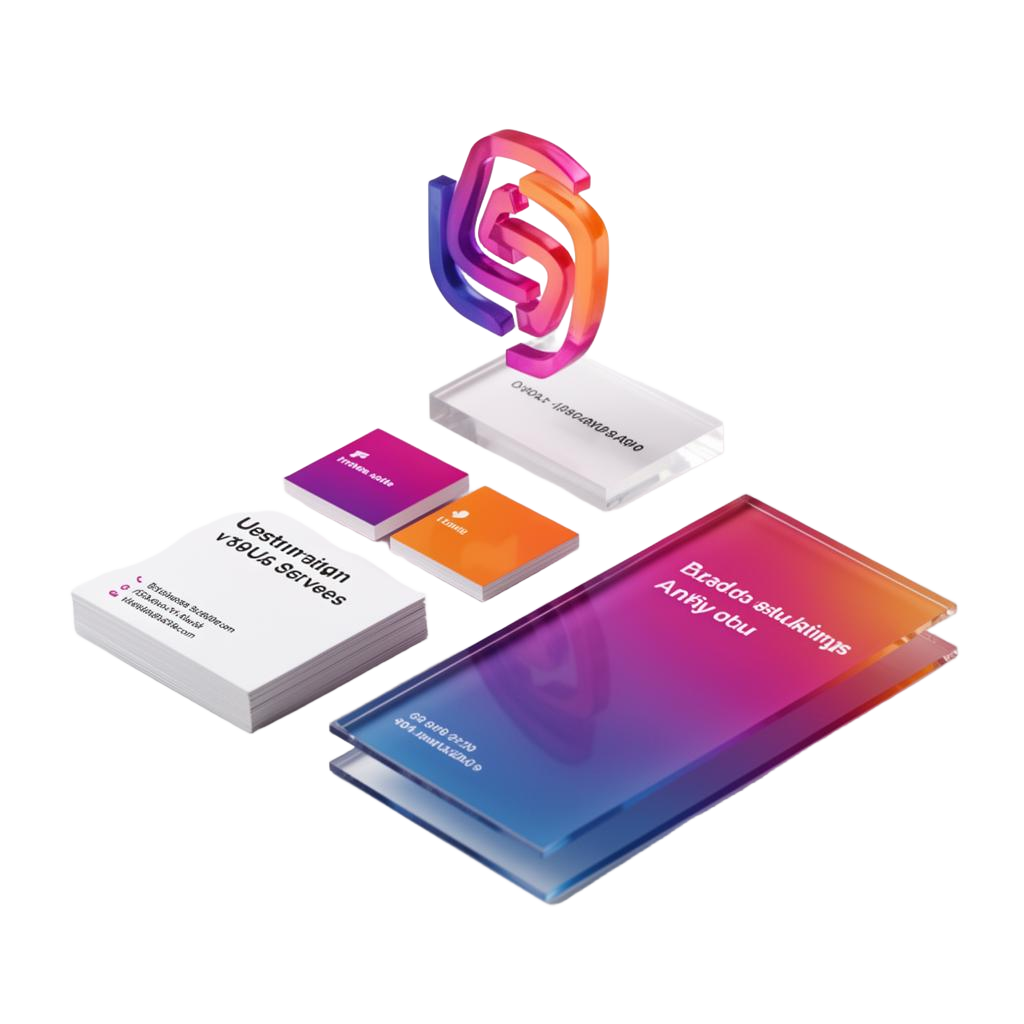 InfoDex Media graphic design and branding 3D section visual with logo and identity assets